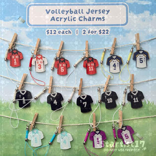 Volleyball Jersey Acrylic Charms
