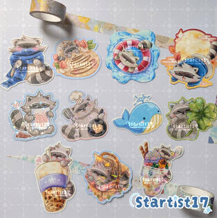 Raccoon + Whale Stickers